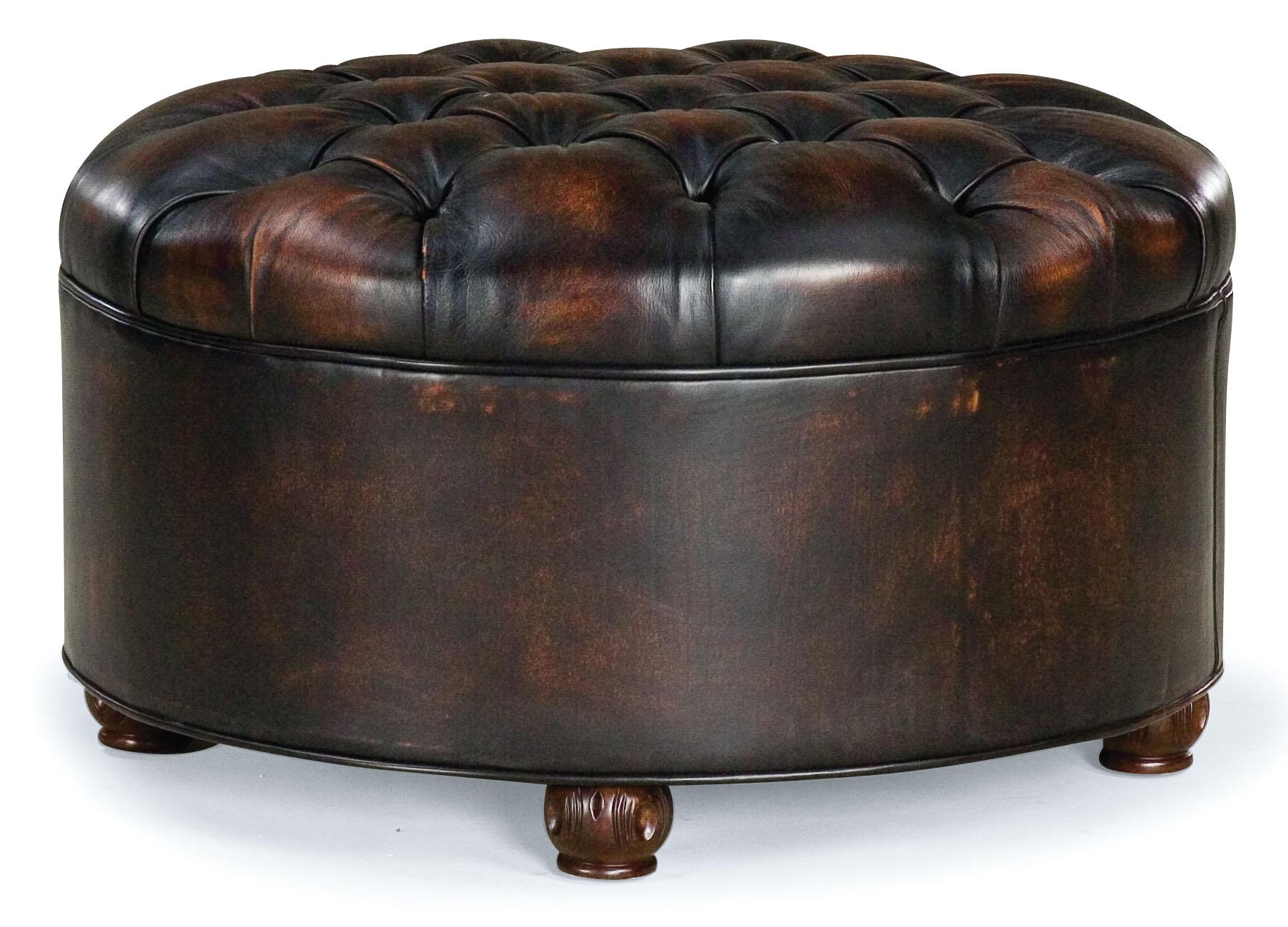 Fairfield Ottomans Round Ottoman with ButtonTufting Belfort